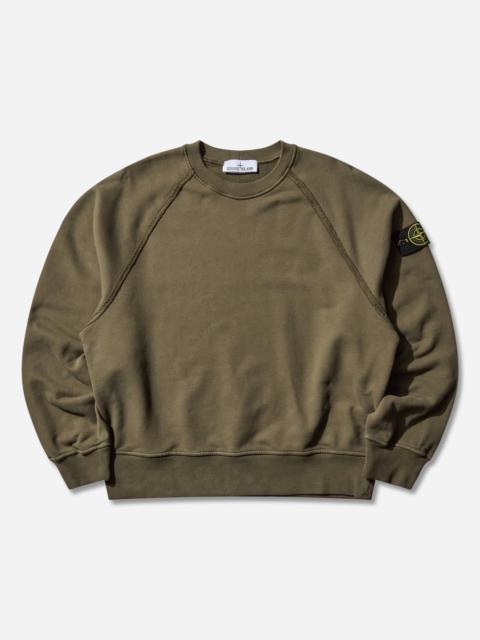 Stone Island Men's Garment Dyed Oversized Fit Crewneck Sweatshirt Green