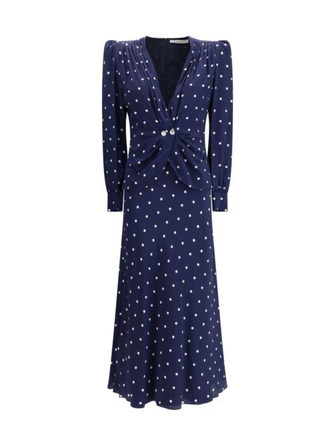 Alessandra Rich Women Polka Dot Silk Dress With Jwl Buttons