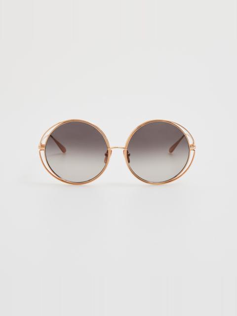 LINDA FARROW Selene Round Sunglasses in Rose Gold