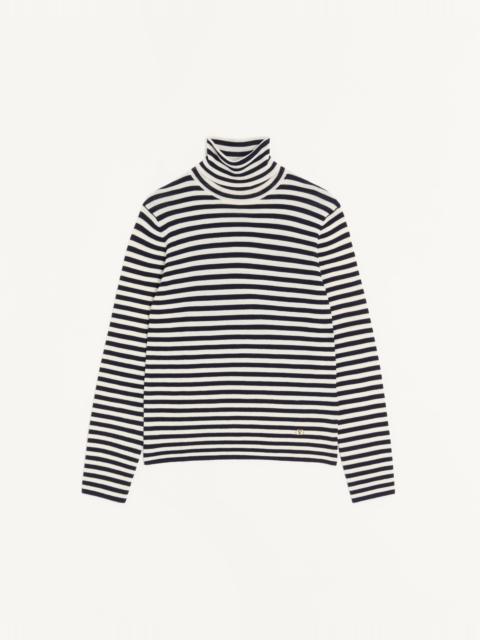 Valentino VALENTINO HIGH-NECK WOOL SWEATER WITH VLOGO PATCH