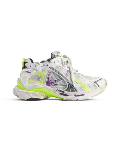 Women's Runner Sneaker  in White/neon Yellow/grey/purple