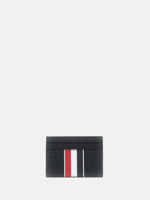 Thom Browne Thom Browne Men Double Sided Card Holder W/ Rwb Stripe In Pebble Grain Leather