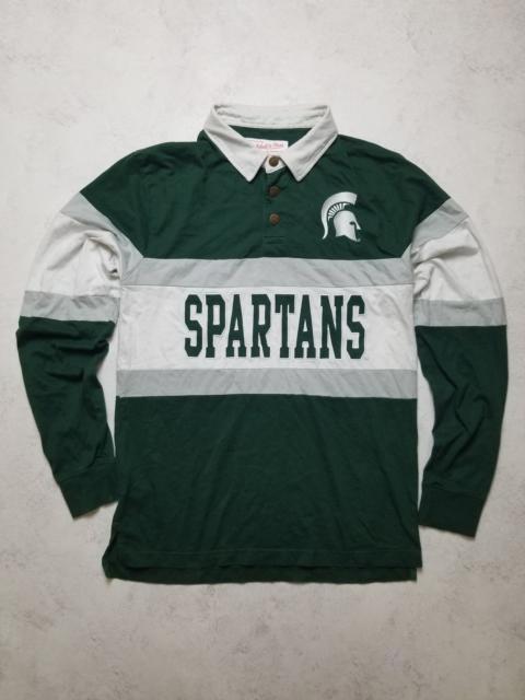 Other Designers Mitchell & Ness - Michigan Spartans Embroidered Rugby Long Sleeve Polo NCAA