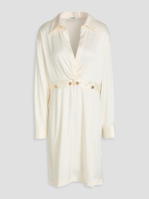 Sandro Button-embellished satin mini dress