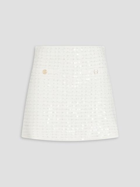 maje Sequined bouclé-knit mini skirt