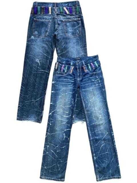 Other Designers Japanese Brand - Nylaus Double Waist Distressed Denim Jeans 34x30