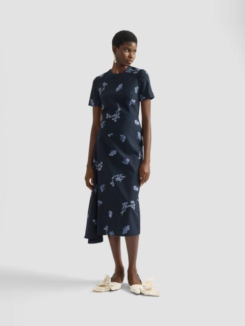 Erdem DRAPED JACQUARD MIDI DRESS