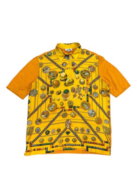Hermès VINTAGE HERMES PETITE MAIN BY LATHAM SILK POLO SHIRT