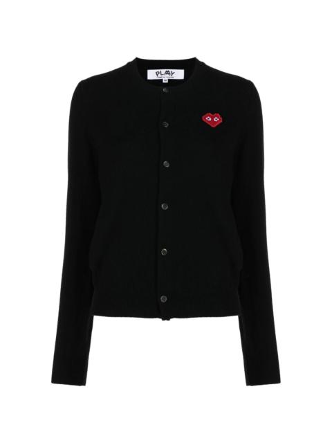 Comme des Garçons PLAY CDG PLAY X INVADER WOMENS BLACK CARDIGAN - PIXELATED HEART