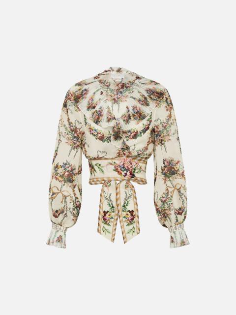 CAMILLA CROPPED WRAP TOP WITH PLEATED DETAIL