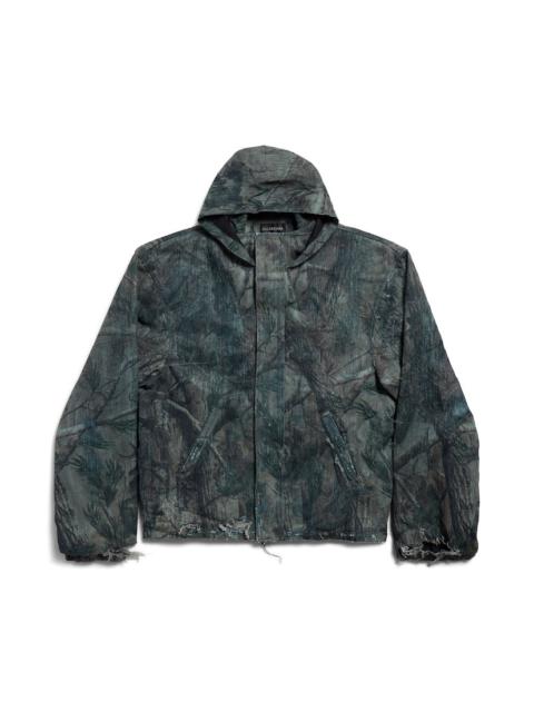 BALENCIAGA Men's Hooded Workwear Jacket in Brown