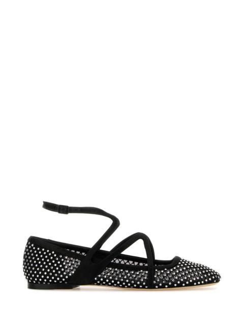 JIMMY CHOO Embellished mesh Astoria ballerinas