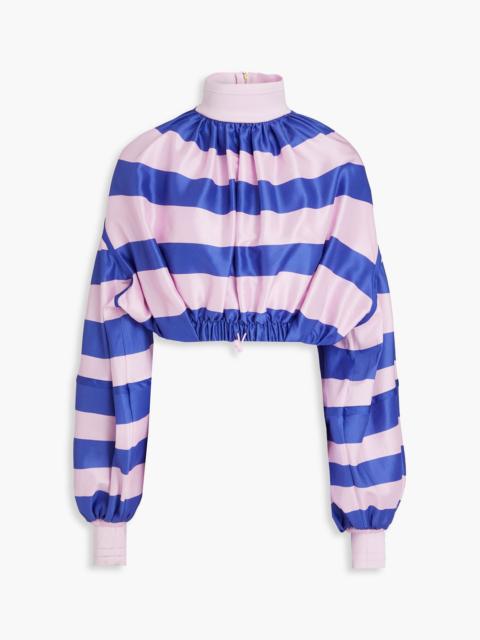 Zimmermann Cropped striped silk turtleneck top