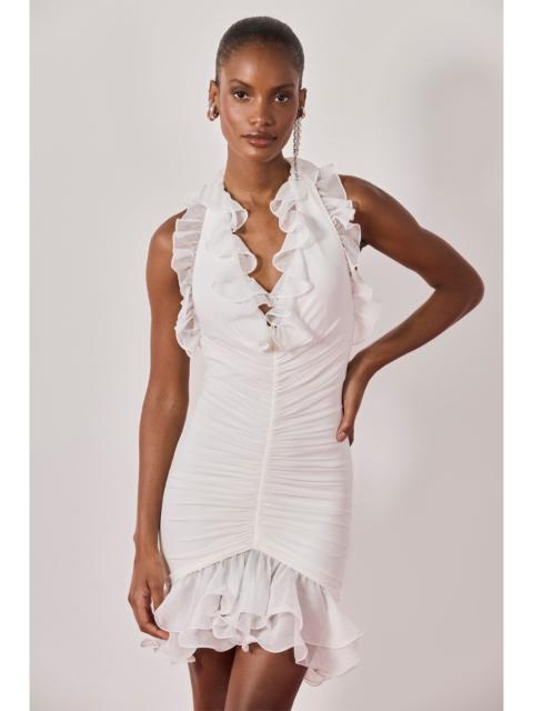 PatBO SILK PLISSE PLUNGE MINI DRESS