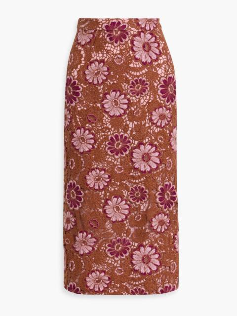 FARM RIO Guipure lace midi skirt