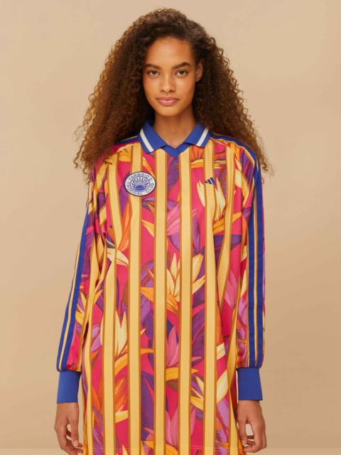 FARM RIO Adidas Stripes Of Paradise Bold Pink Dress