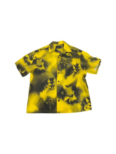 Abstract fox print nylon short sleeve shirt