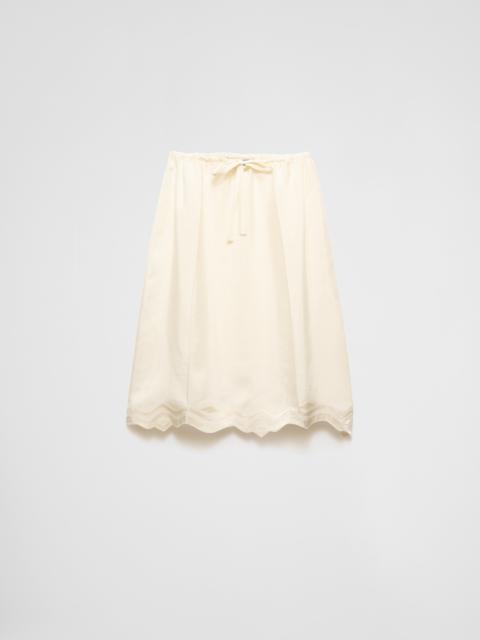 Embroidered silk habutai skirt