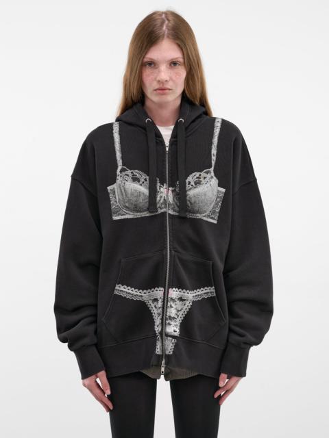 VAQUERA Black Trompe L'oeil Lingerie Hoodie