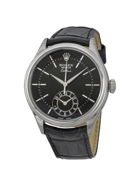 ROLEX Rolex Cellini Dual Time Black Dial 18kt White Gold Men's Watch 50529BKSBKL