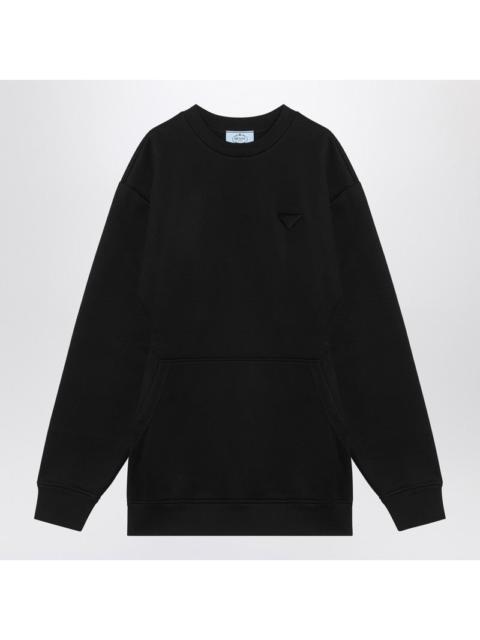Prada Black Short Plush Dress With Logo Triangle Women