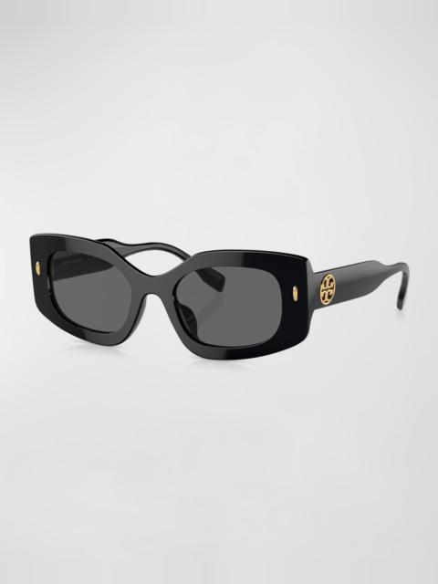TORY BURCH Monogram Beveled Rectangle Sunglasses
