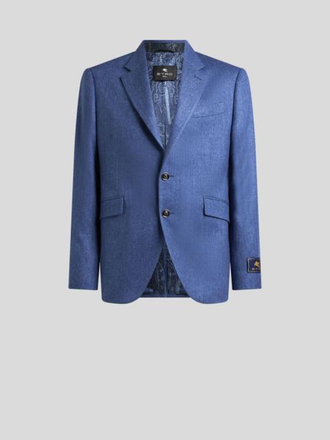Etro SINGLE-BREASTED WOOL-BLEND JACKET WITH MICRO CHEVRON MOTIF