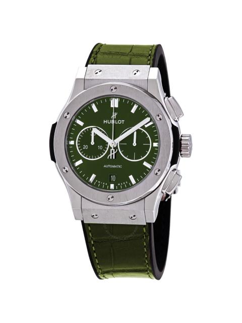 Hublot Pre-owned Hublot Classic Fusion Chronograph Satin-finished Green Sunray Dial Men's Watch 541.NX.8970