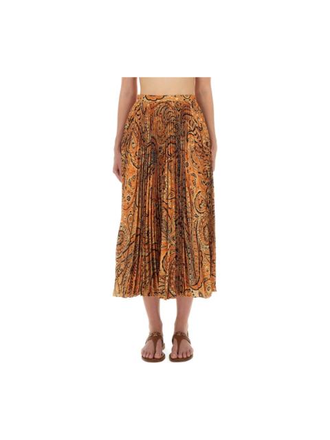 Etro Pleated Sablé Skirt With Print