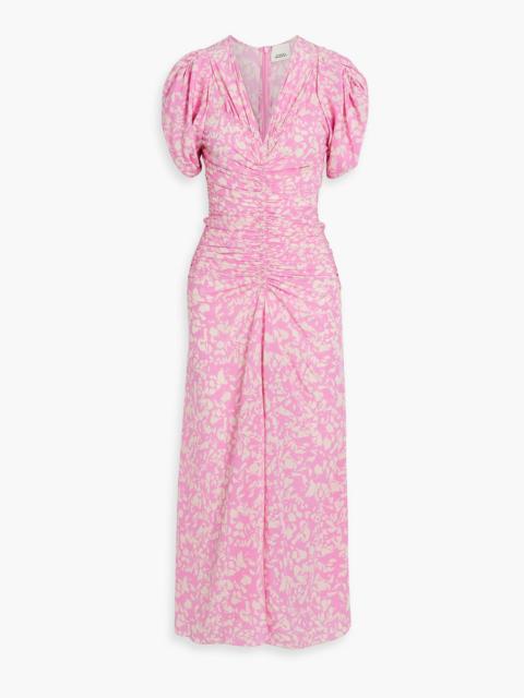Isabel Marant Lilia ruched printed stretch-silk midi dress