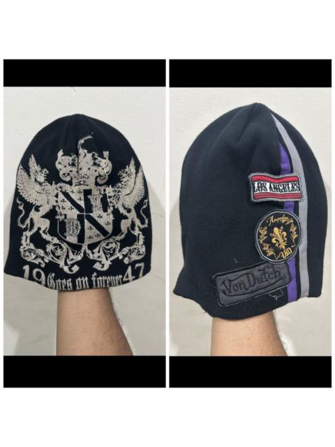 Other Designers Y2K Von Dutch Printed and Patch Beanie Hat