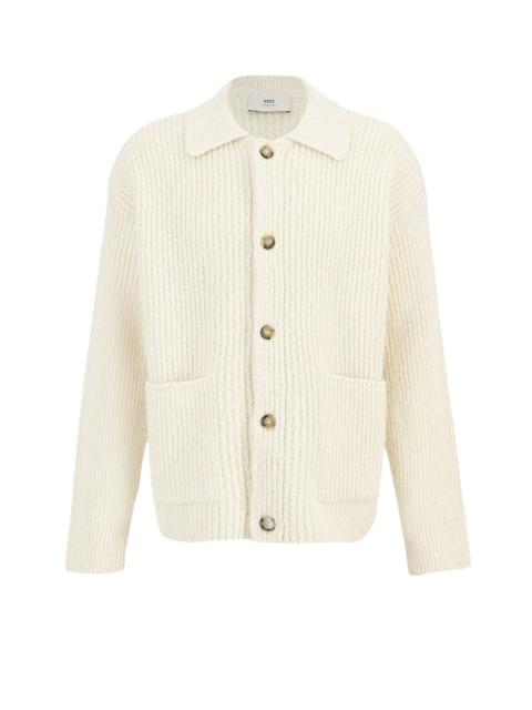 AMI Paris Wool And Cotton Ribbed Cardigan