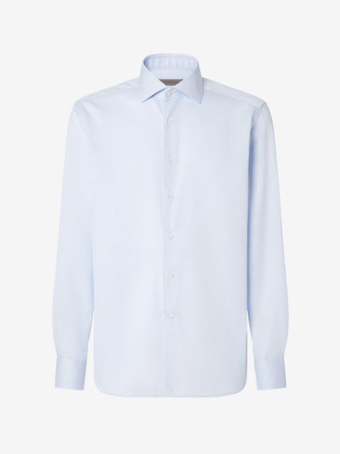 CORNELIANI Light blue cotton twill shirt