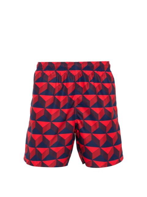 logo-patch geometric-pattern swim shorts