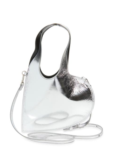 COPERNI Coperni Mini Heart Metallic Leather Crossbody Tote in Silver Slv at Nordstrom