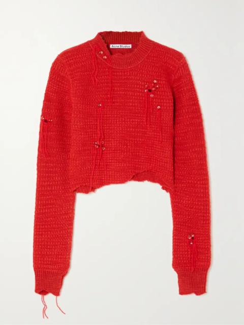 Acne Studios $740 Acne Studios Distressed Crop Knit Sweater
