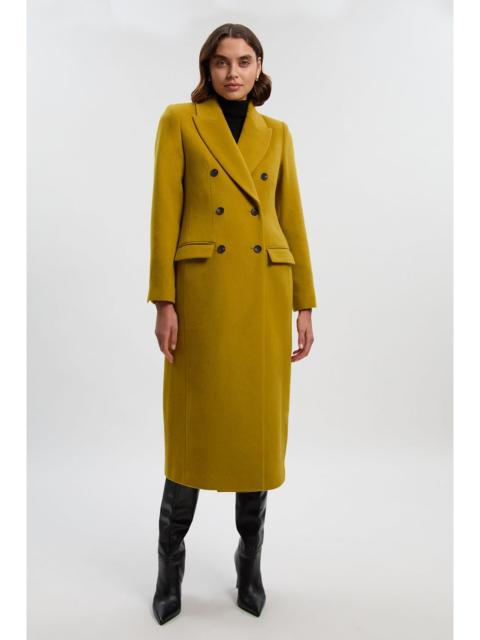 KAREN MILLEN Brushed Wool Double Breasted Tailored Midi Coat