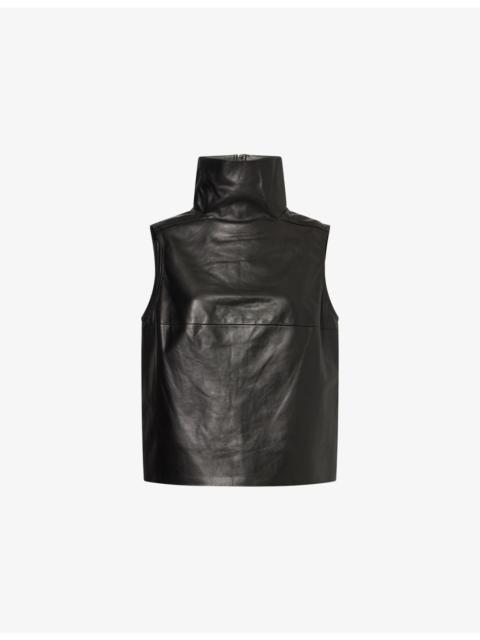 Rick Owens High-Neck Tabard Leather Top