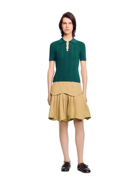 Sandro SANDRO Polo sweater in Dark Green at Nordstrom