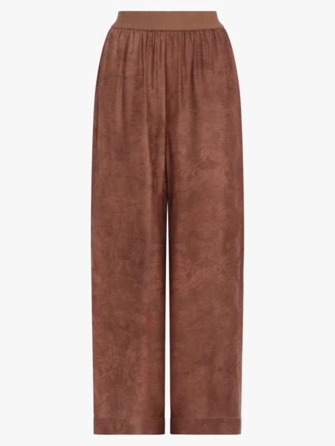 UMA WANG PANSY JAQUARD PRINT WIDE LEG PANT | DARK ROSE