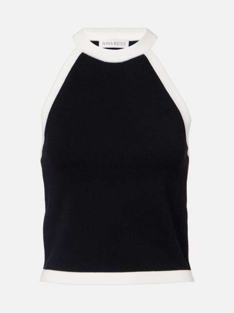 NINA RICCI Ribbed-knit halterneck top