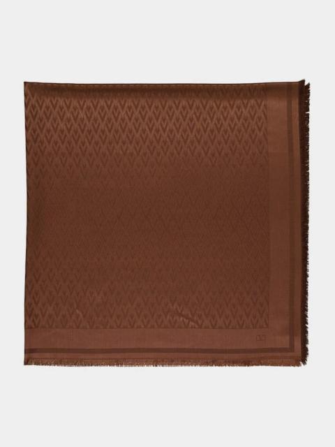 Valentino Valentino Garavani Toute La V Wool Silk Scarf Brown