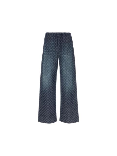 GUCCI GUCCI Blue Printed Chambray Pants New & Authentic (Men's siz
