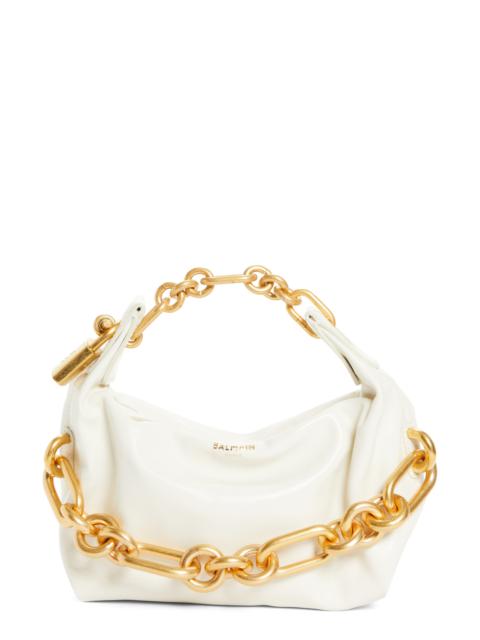 Balmain Balmain Mini Sync Leather Top Handle Bag in Cream at Nordstrom