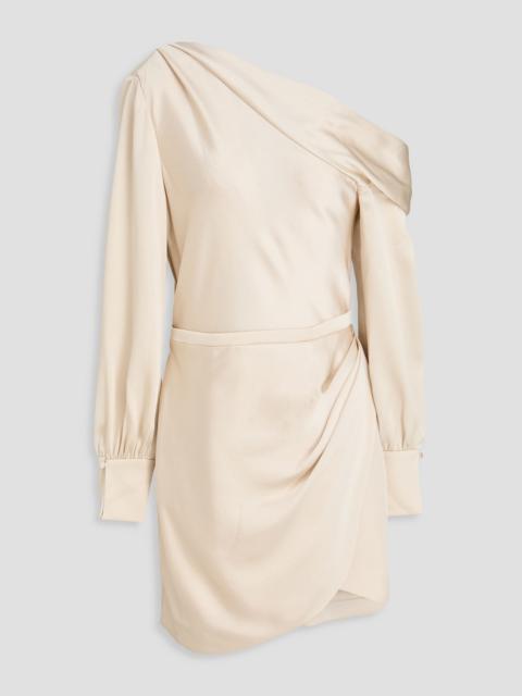 SIMKHAI Cameron one-shoulder draped satin-crepe mini dress