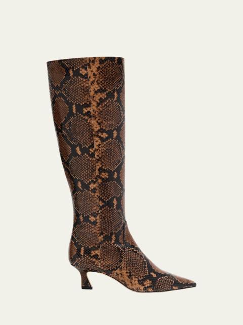 Stuart Weitzman 50mm Vinnie Snake-Printed Leather Knee-High Boots