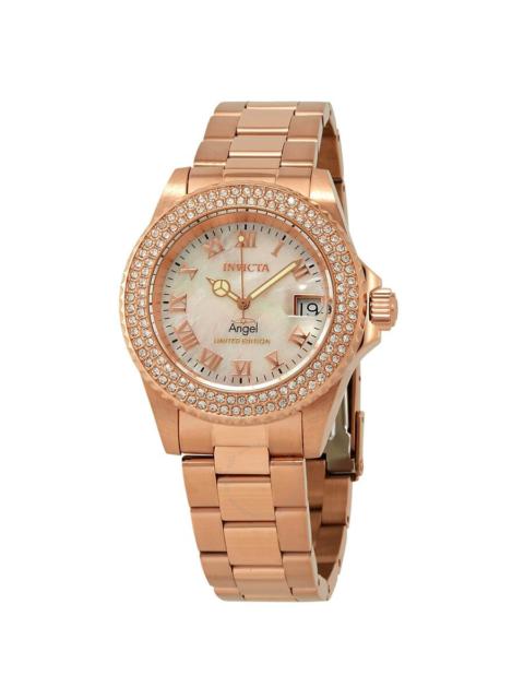 Invicta - Invicta Angel Crystal White Mother of Pearl Dial Ladies Watch 24615