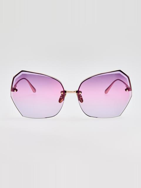 LINDA FARROW Lila Sunglasses in Purple and Gold