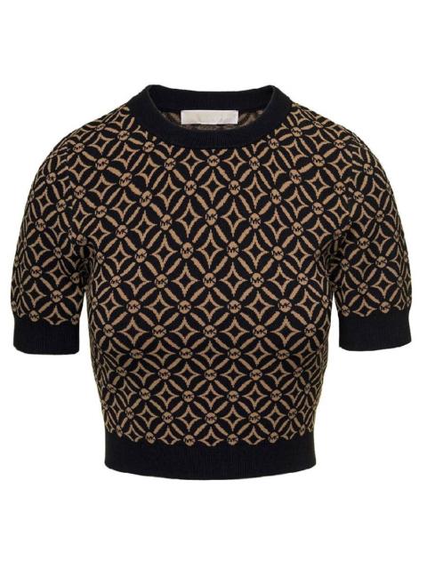 MICHAEL KORS Michael Kors Logo Jacquard Cropped Sweater