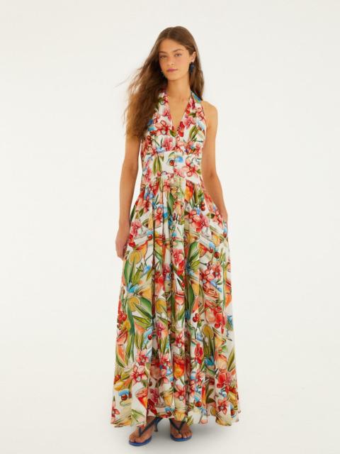 FARM RIO Off-White Cocktail Lenzing Ecovero Euroflax Maxi Dress